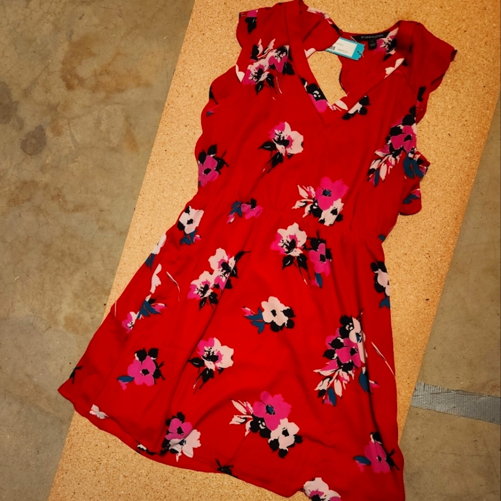 Red floral dress